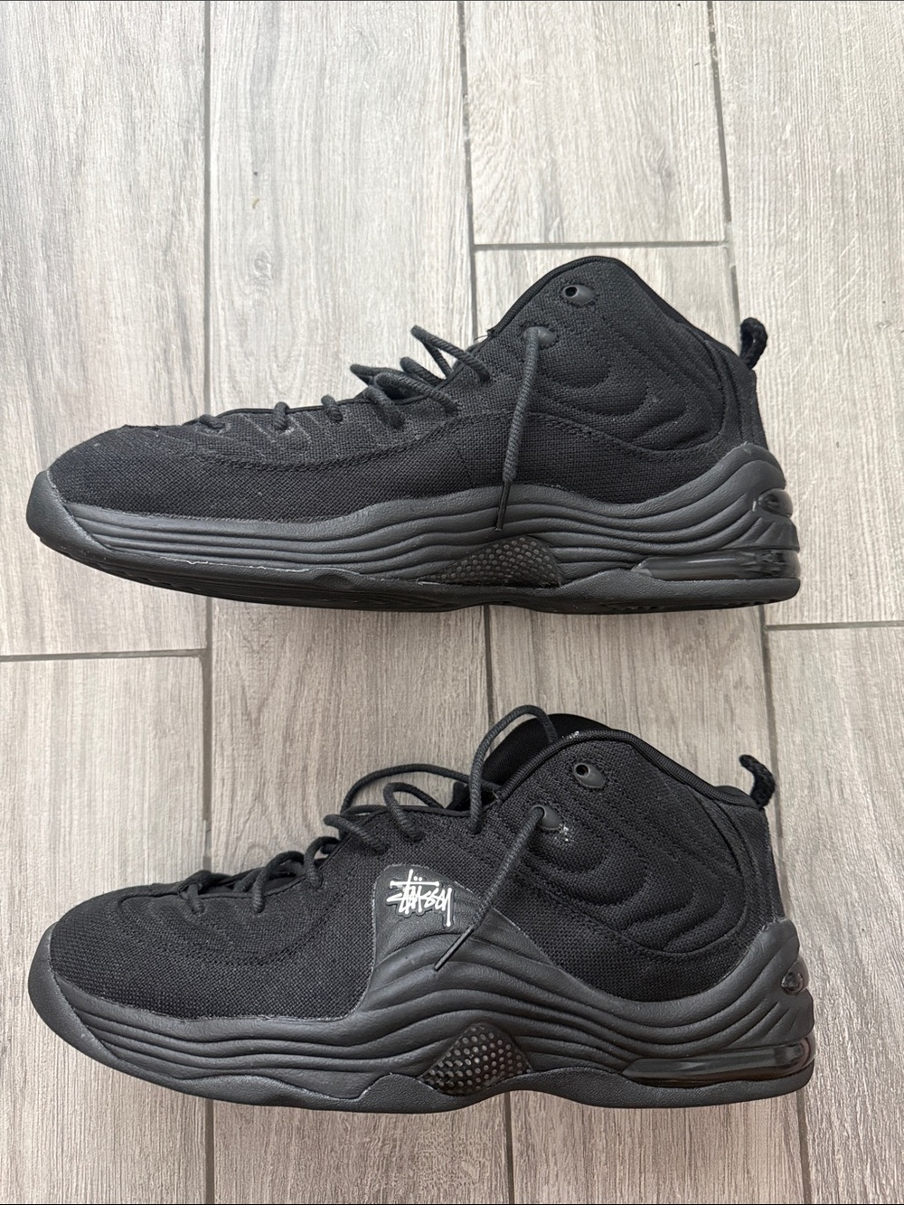 Nike Black Mid-Top Athletic Sneakers. Penny Hardaway Stussy